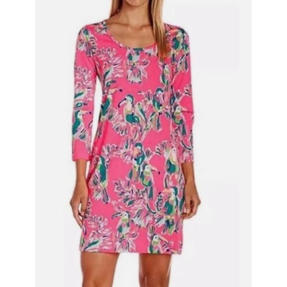 Lilly Pulitzer Dresses & Skirts - Lilly Pulitzer Pima Cotton Kristen Pink Toucan Tropical Dress Vacation Summer
